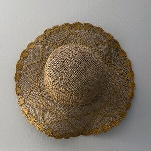 Liz Claiborne Straw Hat with Gold Detailing